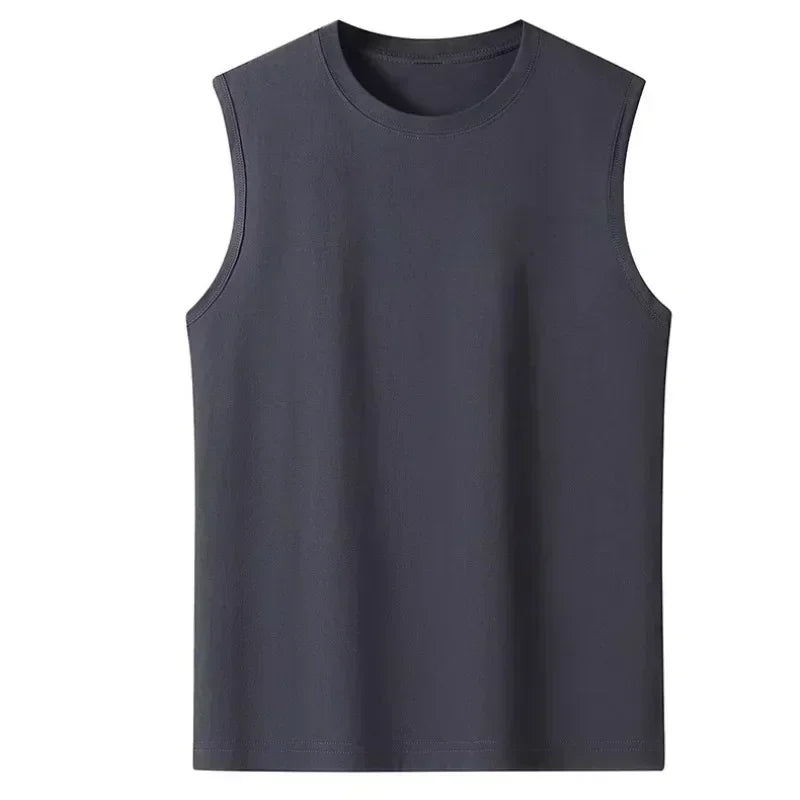 2025 Summer Basic 100% Cotton Women Tank Tops Plus Size Fashion Solid Color O-Neck Sleeveless Loose T Shirt Sports Running Vest