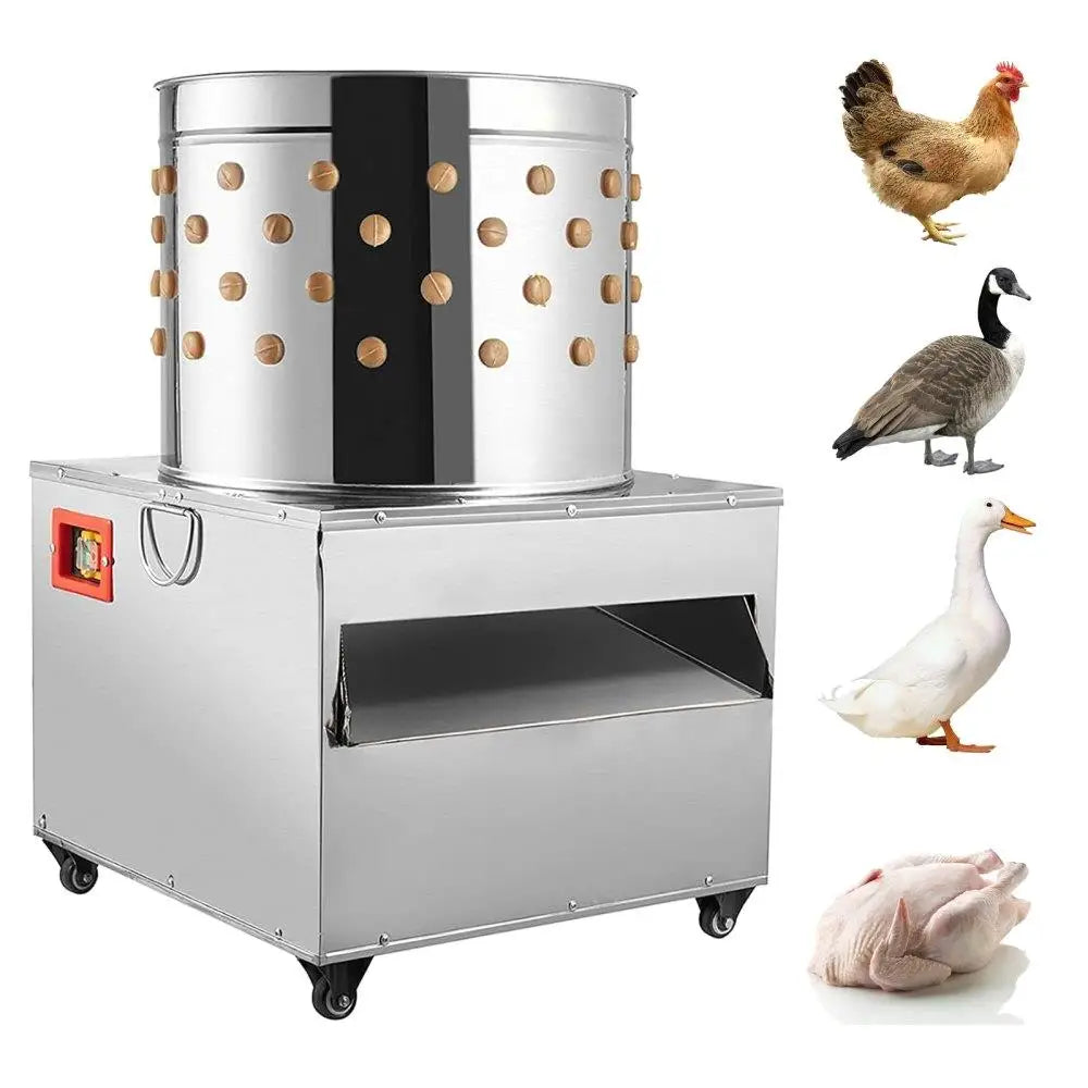Poultry Plucker 2200W Stainless Steel Removal Machine 23.5inch 240Rmin with Wheels for Chicken and Turkey
