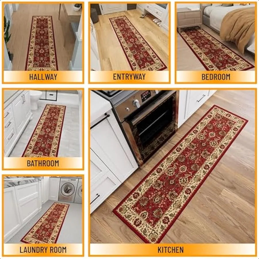 Hallway Runner Rug 1 Foot 10 Inches x 7 Feet Non Slip Oriental Area Rug Easy to Clean Durable Pet Friendly Floor Carpet
