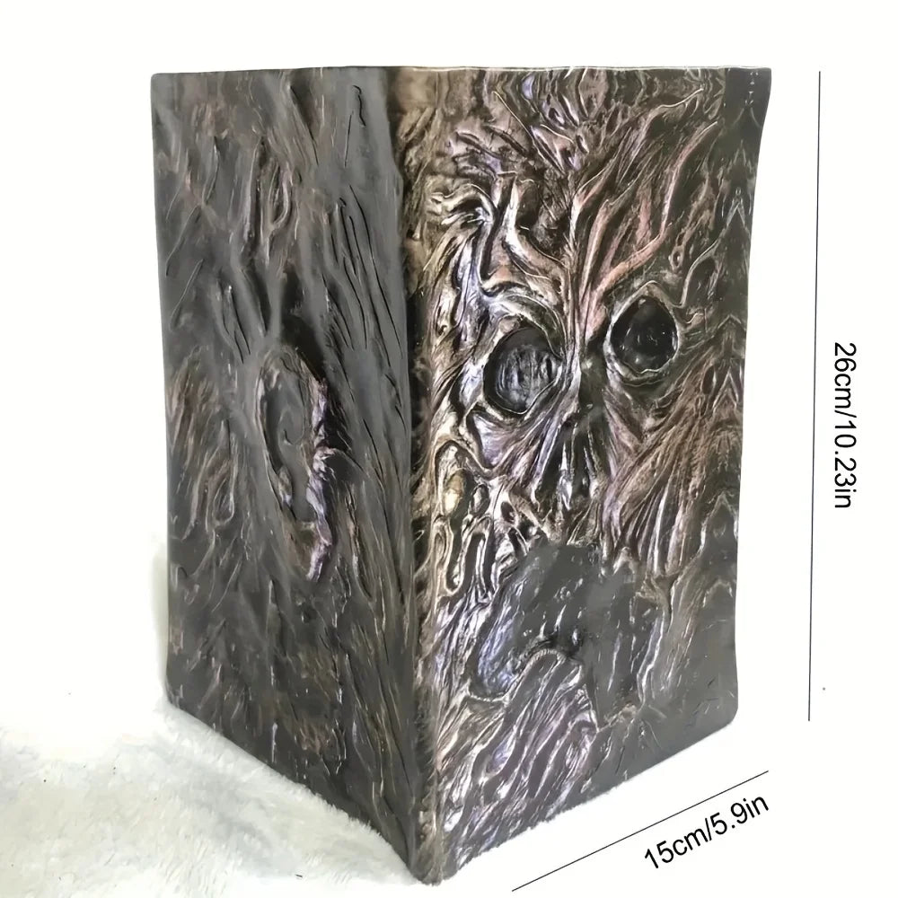 Necronomicon-Inspired 3D Art Sculpture Book - Dark Magic Evil Summoning Prop for Home Decor, Coffee Brown Cardboard, Unique Pape