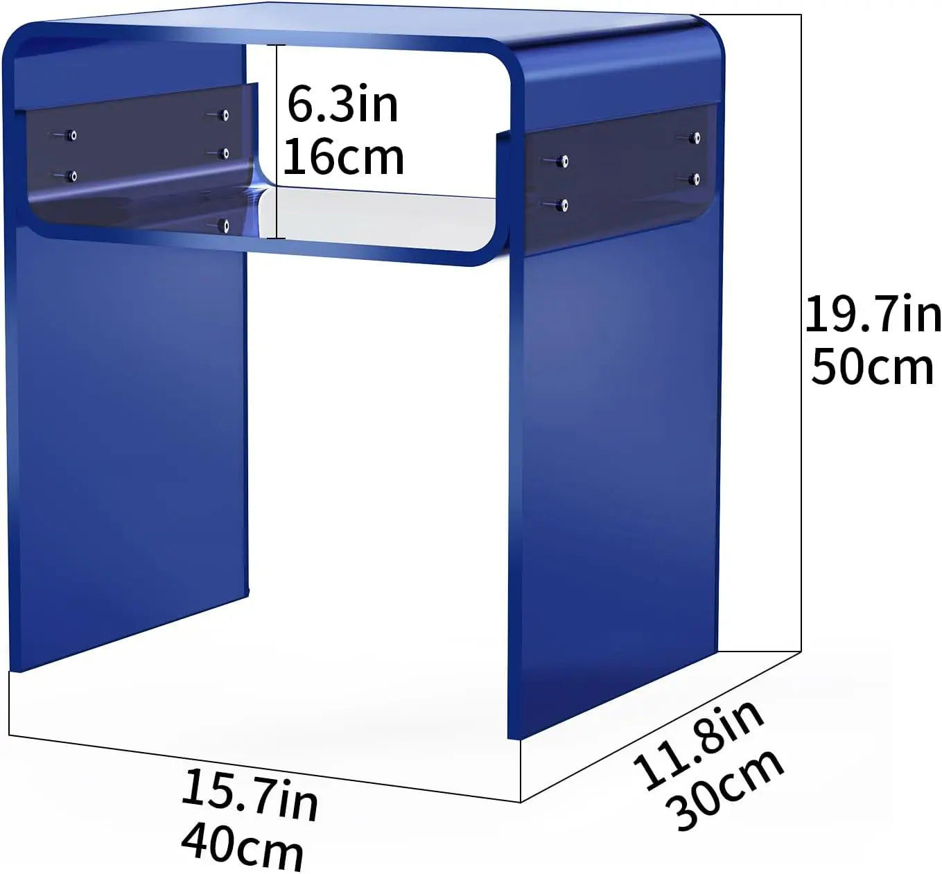 Clear Acrylic End Table 2-Tier Bedside Nightstand for Living Room Bedroom (1, Dark Blue)