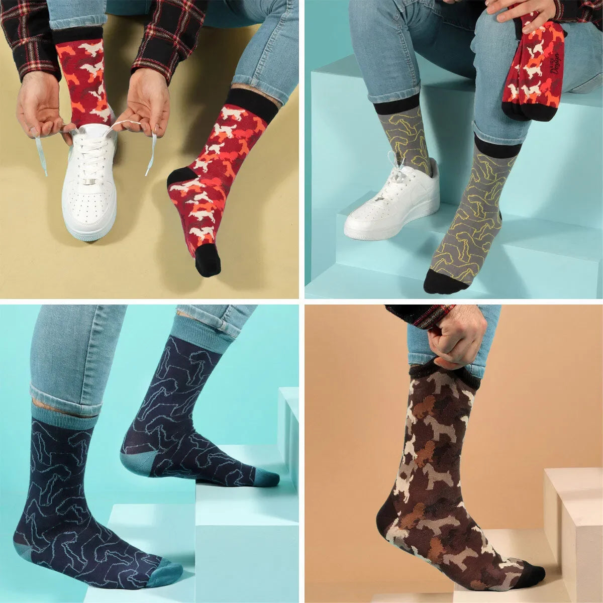Mens Colorful Blend Basic Casual Breathable Cool Cotton Non-Slip Sports Socks Set