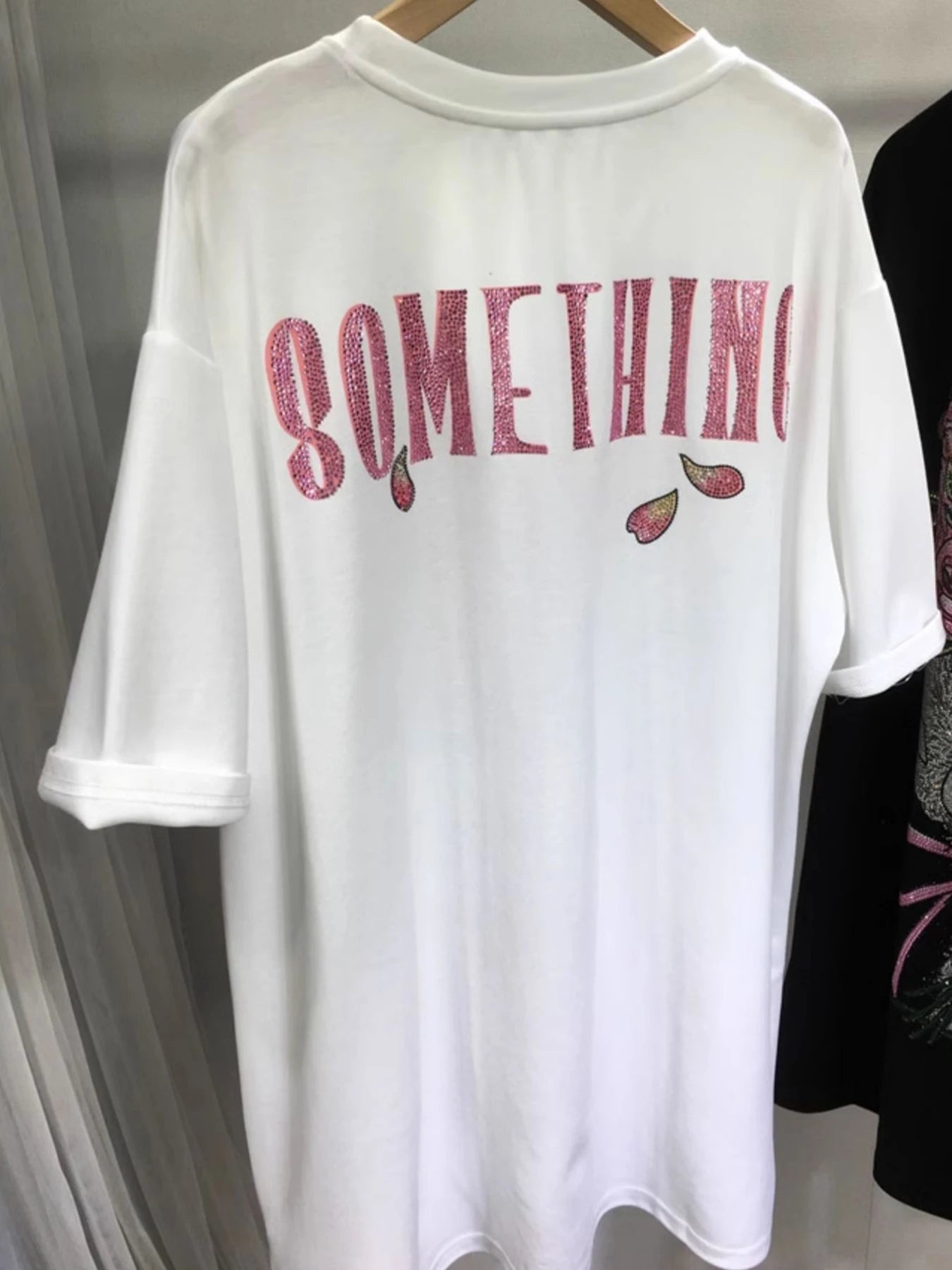 Plus Size Tops For Women Flower Graphic Tees Short Sleeve Rhinestone T Shirts Casual Summer Oversized