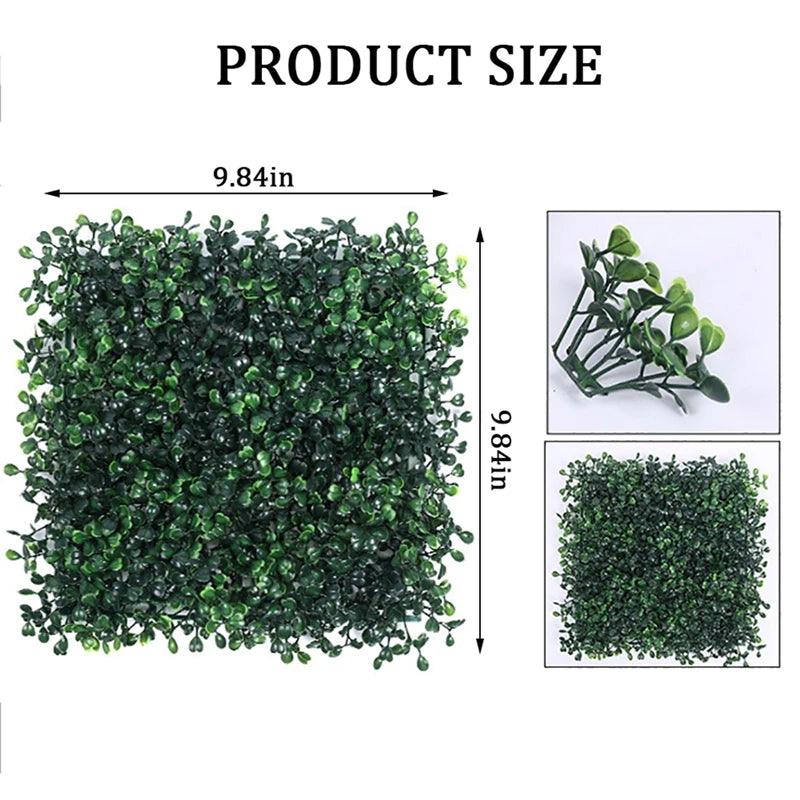 4PCS Artificial Green Wall Background Decoration Simulated Green Wall Background Decor 25cm Milan 81 Grass Head with 15 Flowers