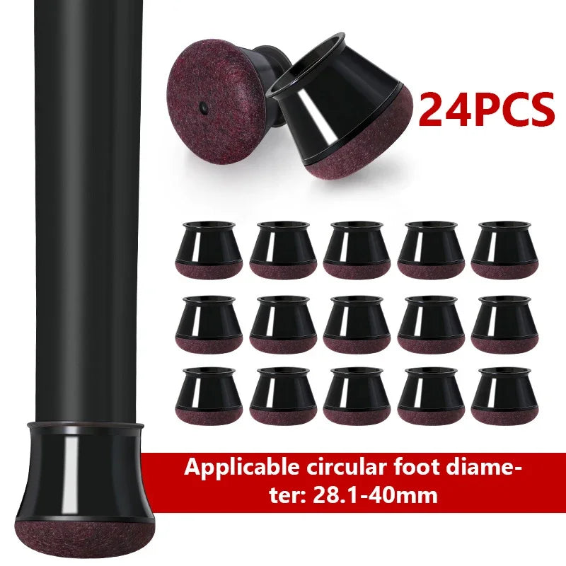 24 Pcs Chair Leg Floor Protectors for Hardwood Floors, Silicone Chair Caps Covers Furniture Pads Sliders w/ Wrapped Felt Bottom