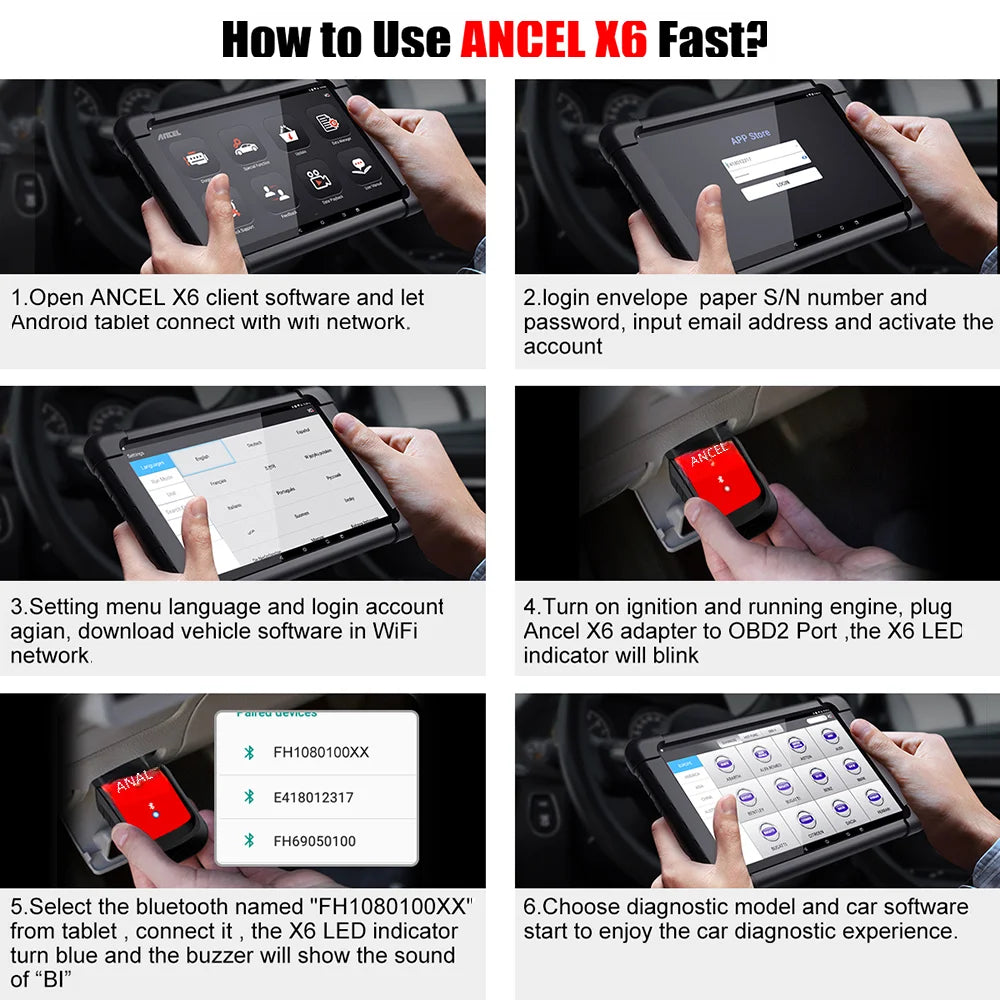 ANCEL X6 OBD2 Car Scan Tools All System Diagnostic Oil EPB TPMS DPF. SAS Reset ABS Bleeding ODB OBD 2 Automotive Scanner