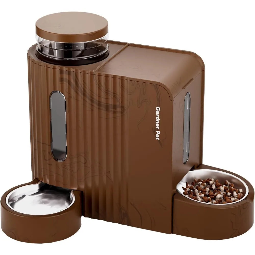 Gravity Automatic 2-in-1 Pet Feeder, 0.8 Gallons*2 Cat Feeder and Water Dispenser Set, 100% BPA-Free and Stainless Steel Water