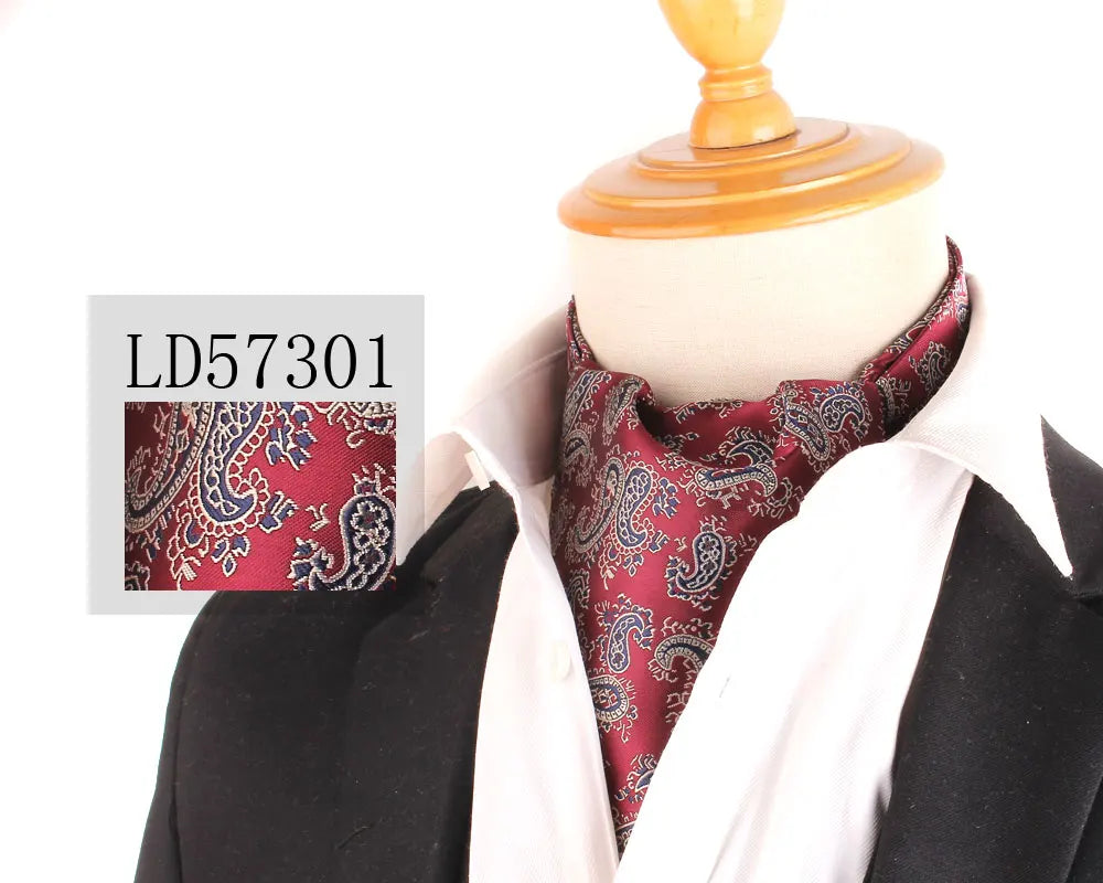 Jacquard Floral Paisley Cashew Tie Wedding Formal Cravat Ascot Scrunch Self British Gentleman Polyester Neck Tie For Men Luxury