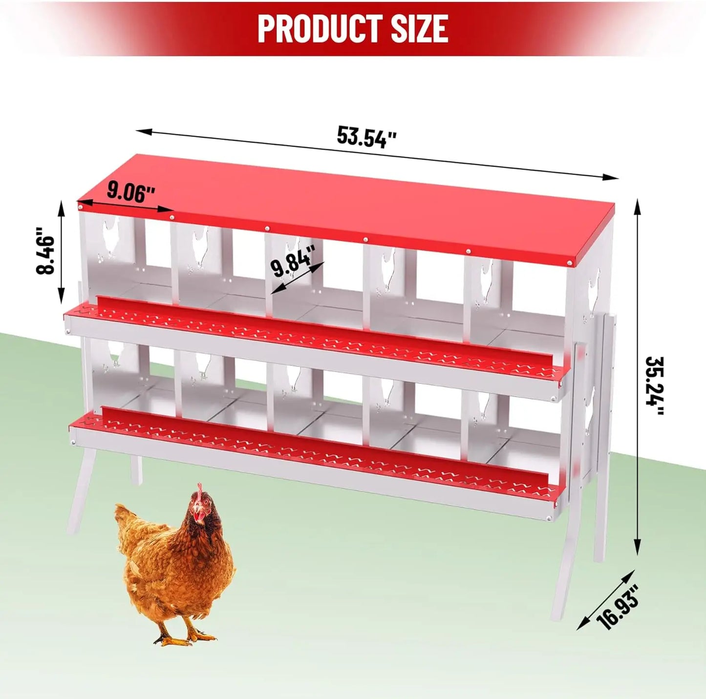 Chicken Nesting Box with Bracket Legs 6 8 10 Compartment Metal Chicken Laying Boxes for Chicken Coop Hens