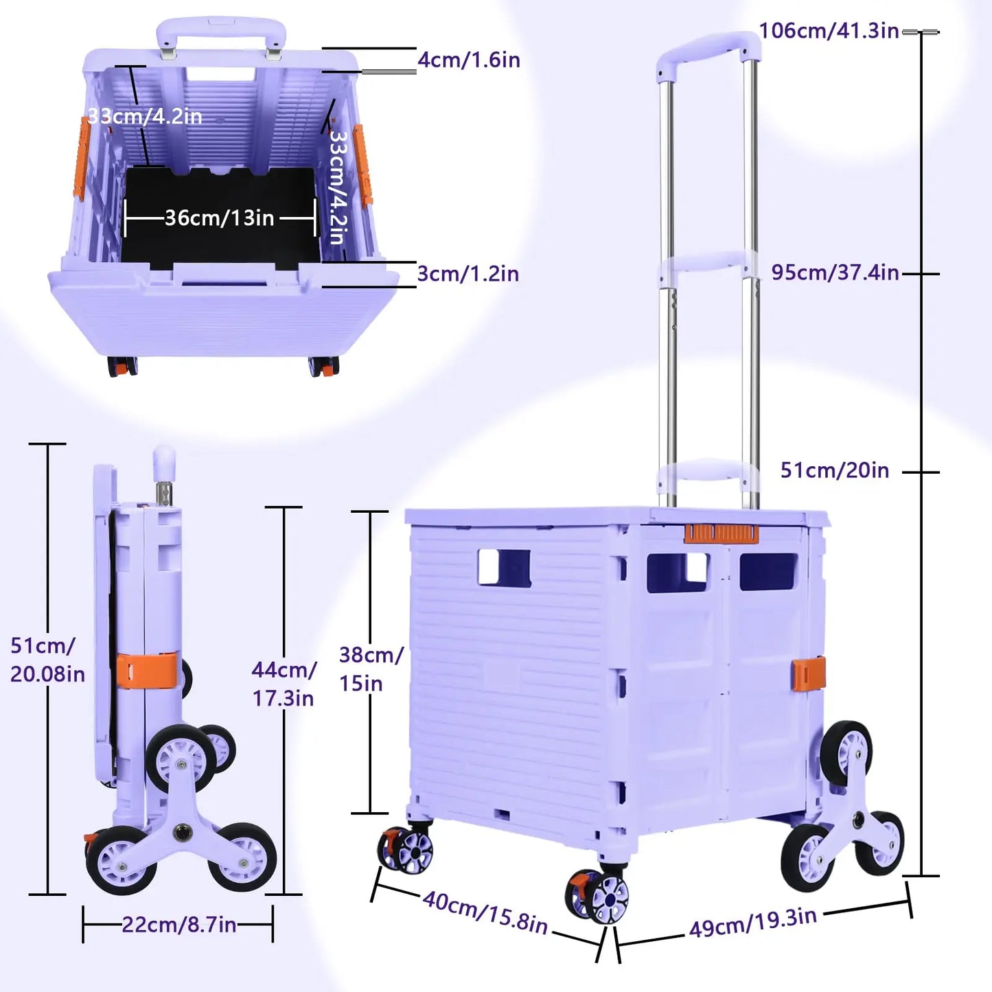 SELORSS Large Capacity Foldable Utility Cart Outdoor Portable Shopping Carts Vegetable Basket Cart for Camping Shopping Storage