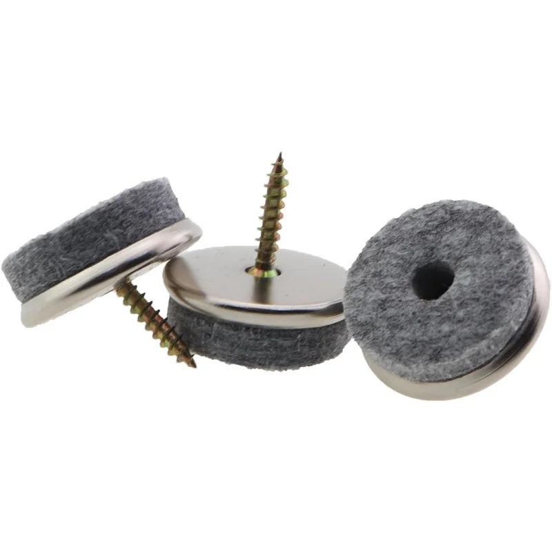 12PCS Felt Floor Screw Pads Furniture Sound Deadening 28mm in Foot Wooden Tables Chairs Sofas