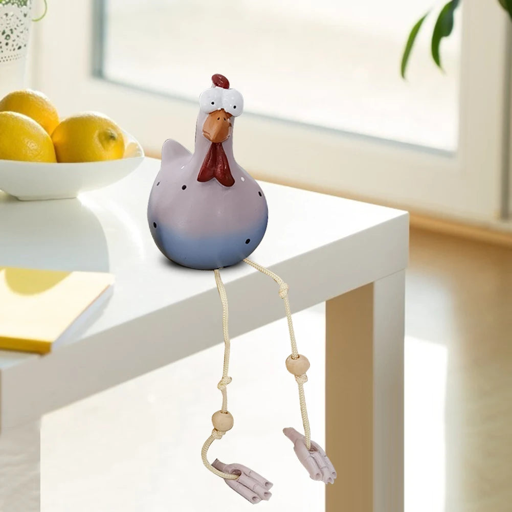 Big-eyed Chicken Creative Sculptures Craft Handicraft Long Feet Art Sculptures Waterproof Perfect Gifts for Outdoor Indoor Yard
