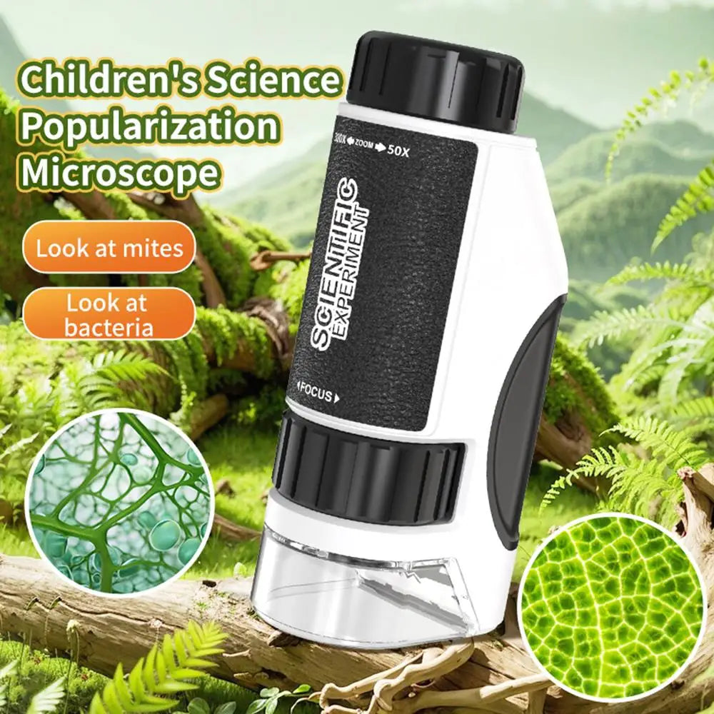 Kids Portable Mini Microscope 50X-300X - Handheld Science Discoveries for Young Explorers
