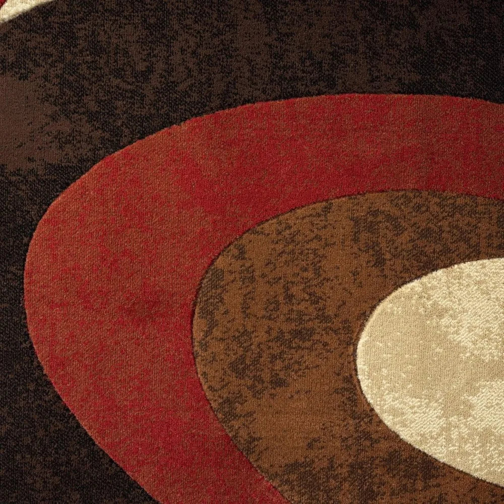 Tribeca Slade Modern Area Rug, Abstract Brown/Red 6'7"x9'10"