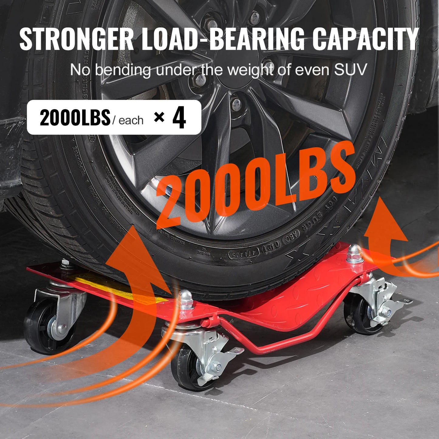 SucceBuy Wheel Dolly 8000 lbs Capacity Heavy-Duty Steel Car Mover Car Tire Stake Set with Brakes Vehicle Moving Cart Car Truck