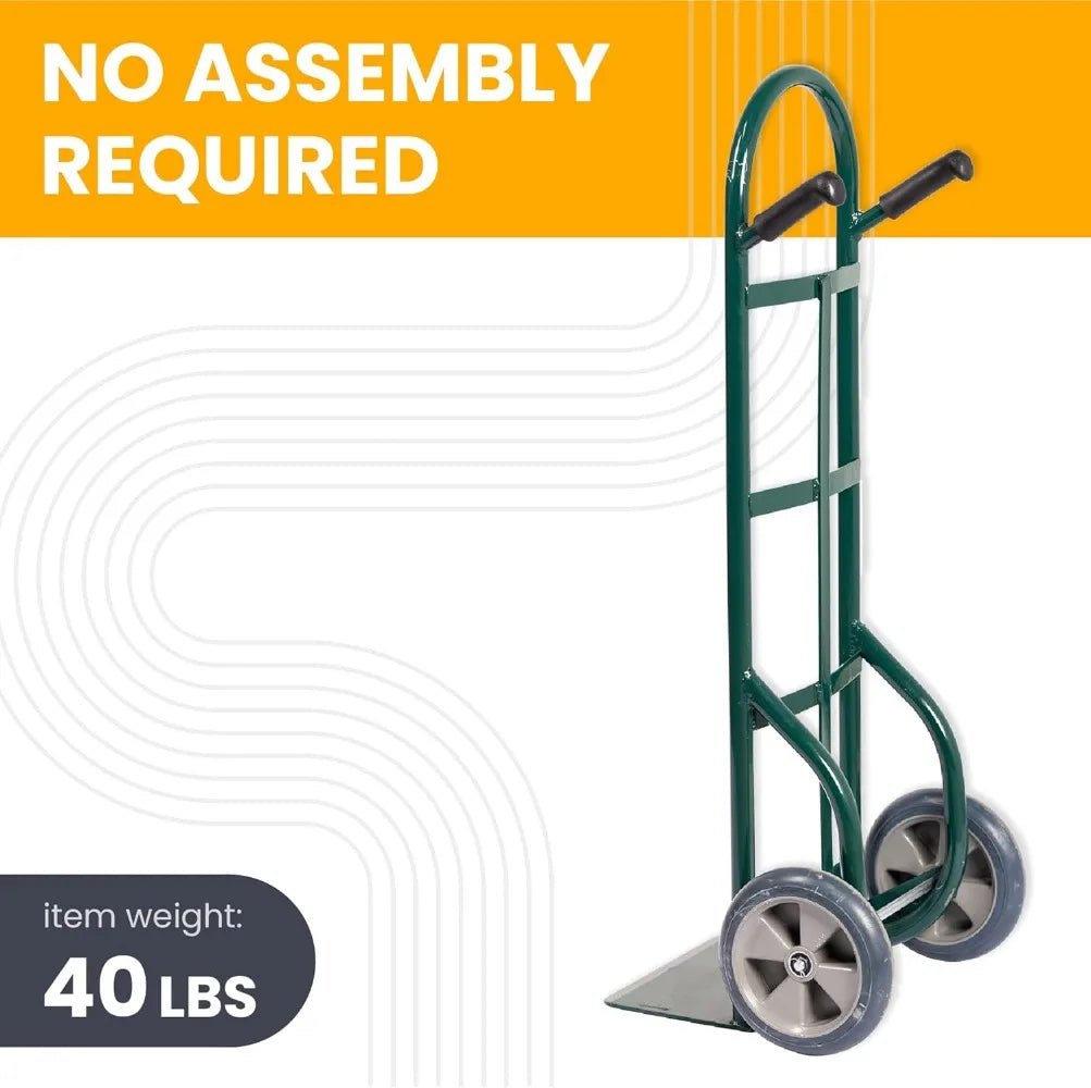 Heavy Duty Hand Truck with Double - Steel Dolly Cart for Moving - Rubber Wheels - 50" H x 18.5" W with 14" x 9.5"