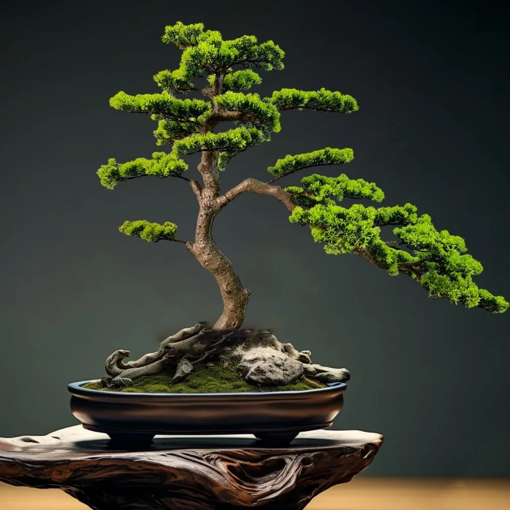 3ft(43in) Artificial Bonsai Tree Juniper Faux Plants Indoor Big Fake Plants Decor with Ceramic Pots for Home Table Office Desk B