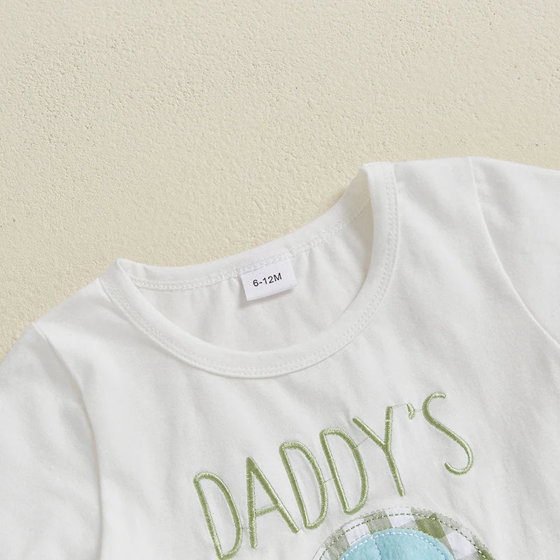 Cute Toddler Boy Summer Clothes Set with Embroidered T-Shirts and Plaid Shorts for a Stylish Look in Hot Weather