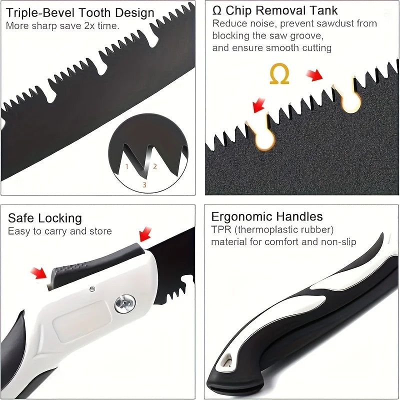 AIRAJ 3PCS Woodworking Folding Saw Multifunction Cutting Wood Sharp Camping Garden Prunch Saw Tree Chopper KnifeHand Tools,Suita