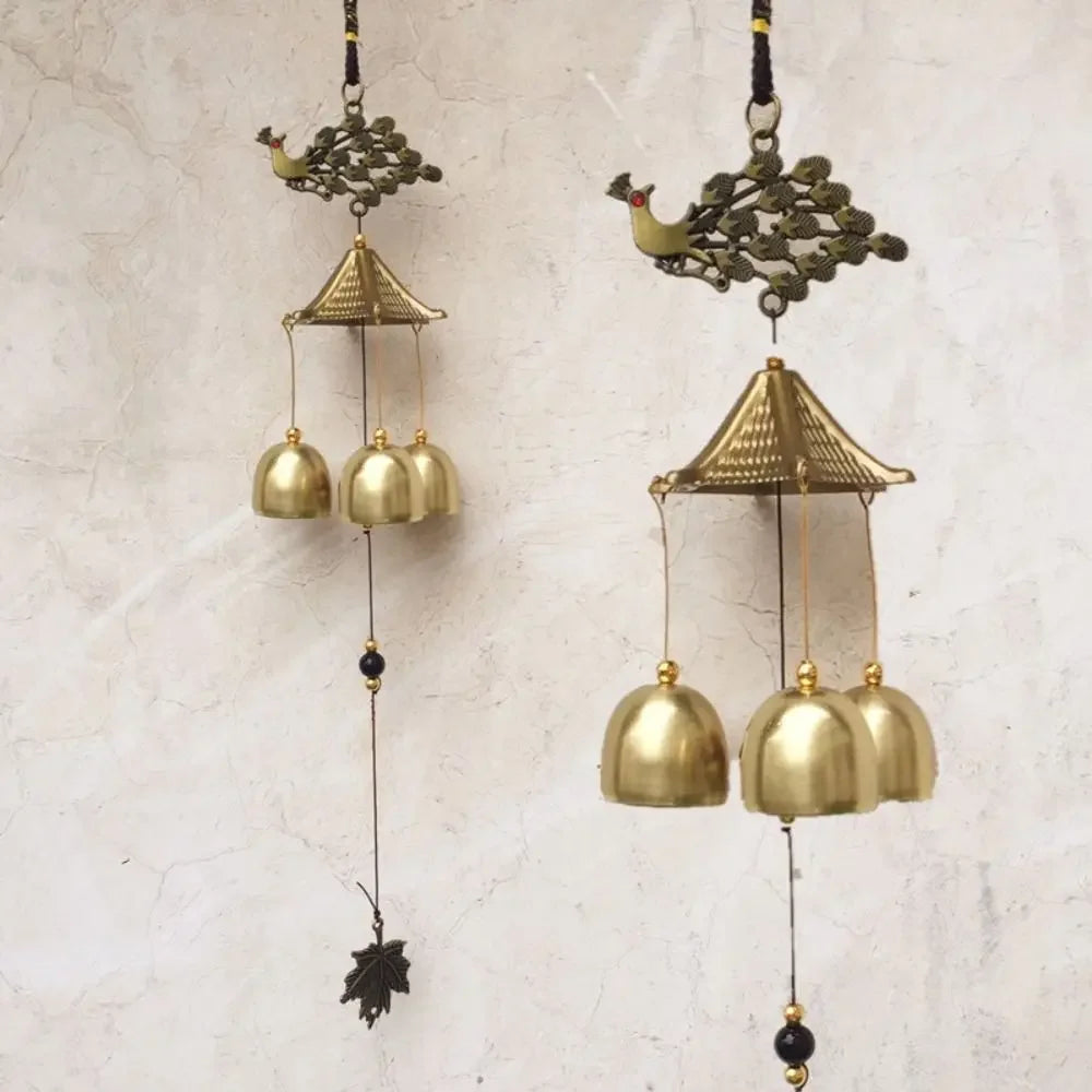 Retro Wind Chimes Copper Wind Bell Hanging Pendants Garden Decorations Outdoor Oriental Lucky Pendants
