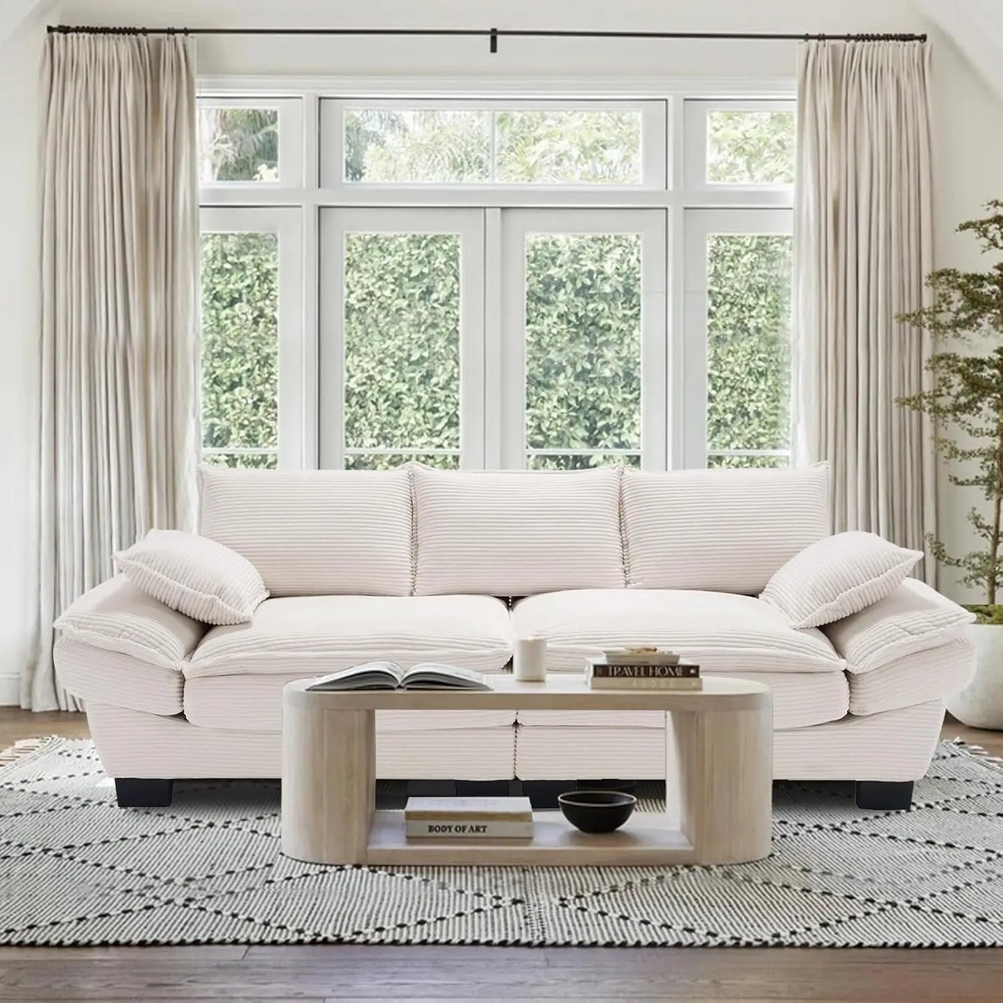 90" Oversized Loveseat Sofa,Modern Corduroy Loveseat Couch,Comfy Deep Seat,Upholstered Sectional Sofa