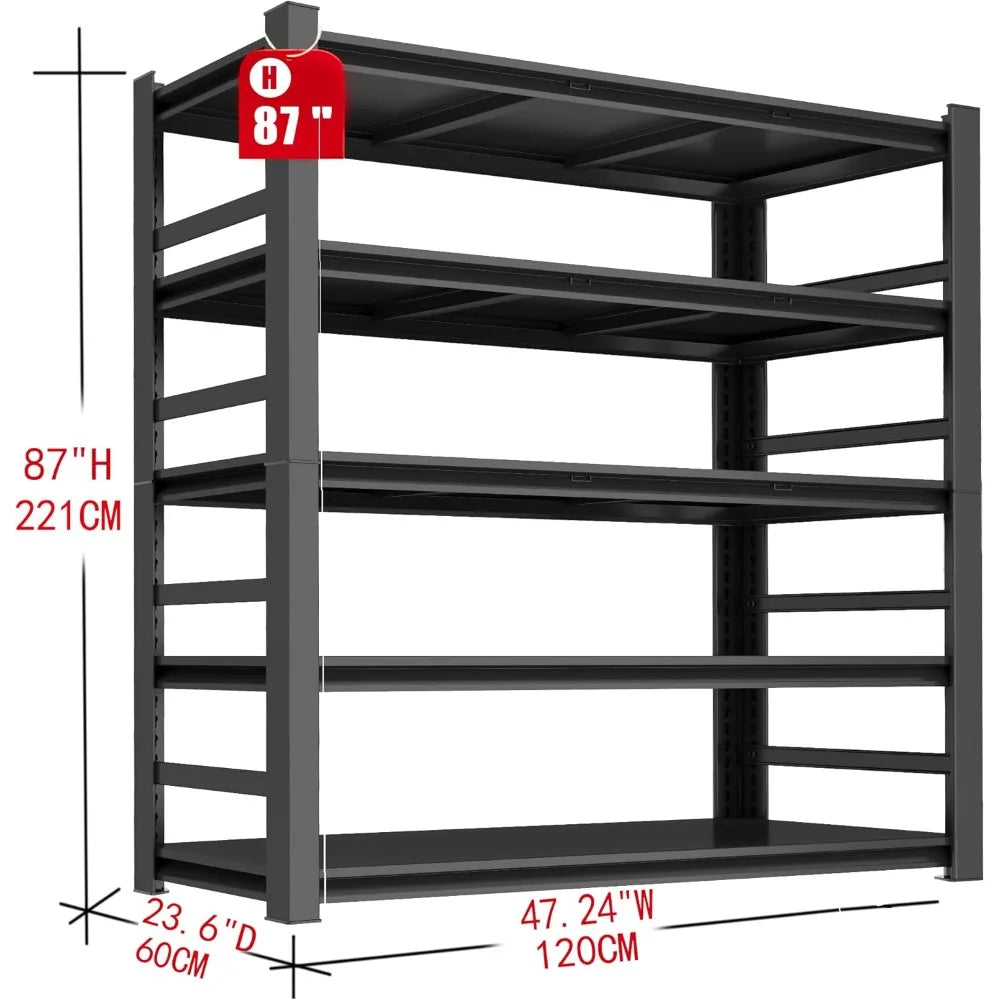 87" Heavy Duty 5-Tier Garage Shelving Unit - Adjustable Steel Storage Rack, Easy Assembly, 3000LB Capacity