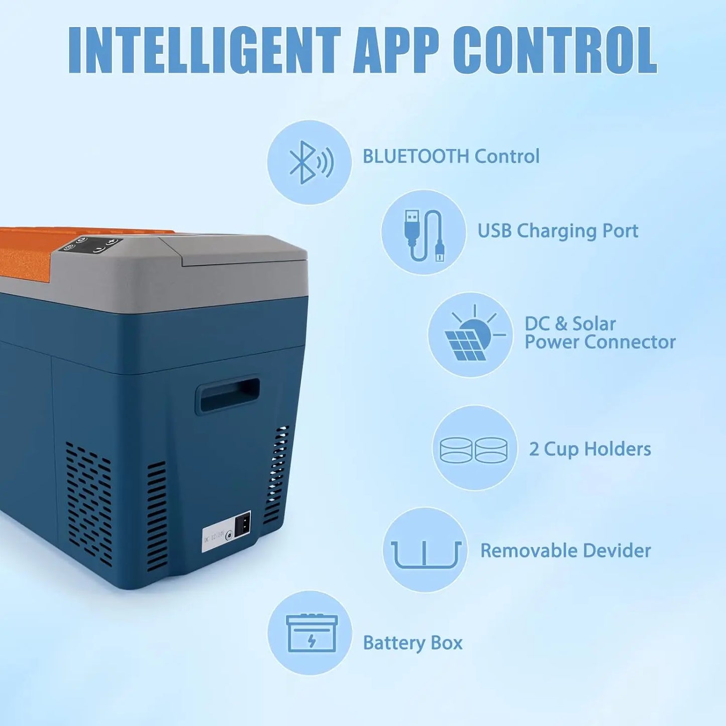 12 Volt Refrigerator, 32 Quart(30L) Portable Refrigerator Freezer(-7℉~50℉) APP Control Car Fridge Cooler with Compressor 12/24V