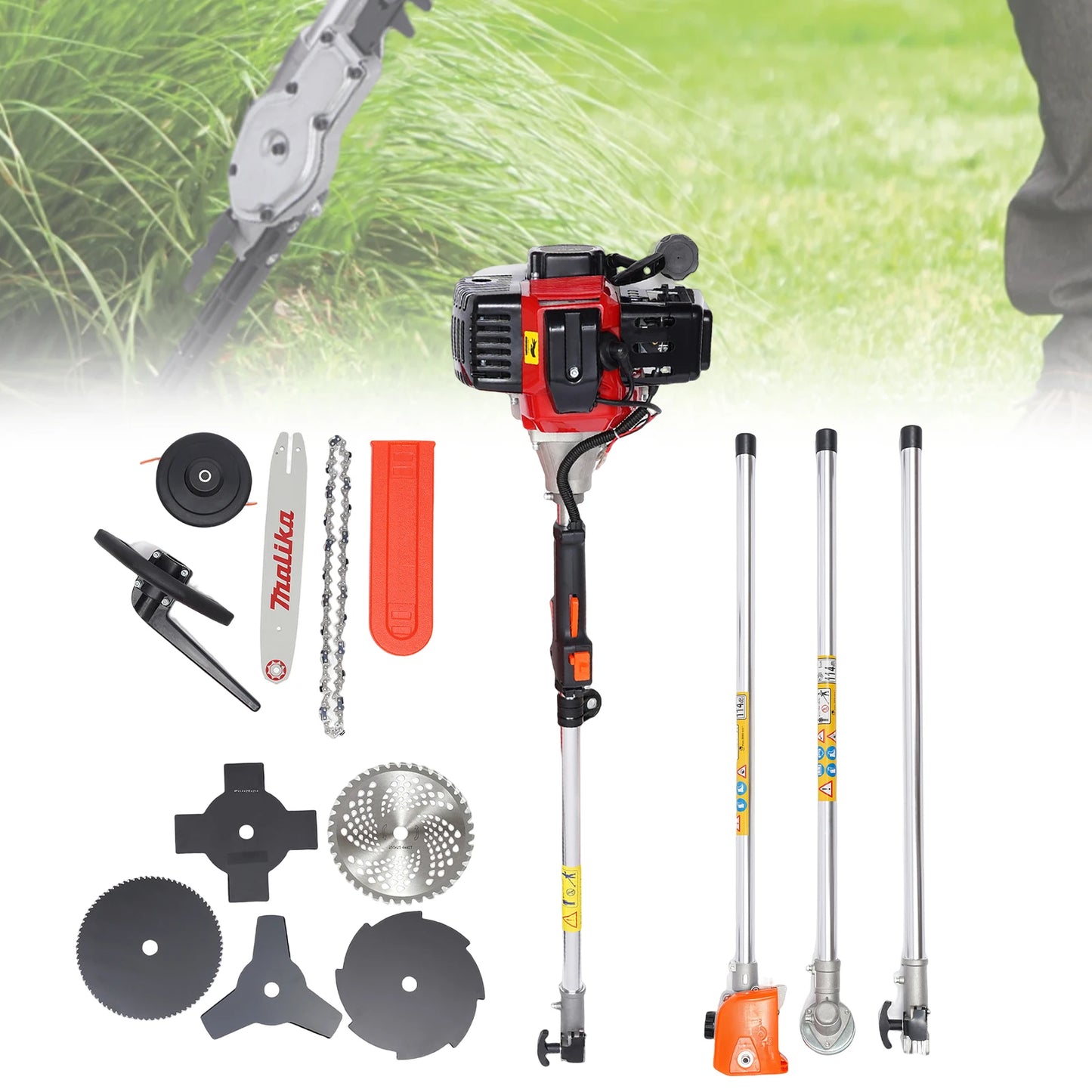 52CC Gas Weed Eater, Gas String Trimmer W/ 10'' Brush Cutter Gas Brush Cutter for Lawn Mower Yard Gas Weed Eater String Trimmer
