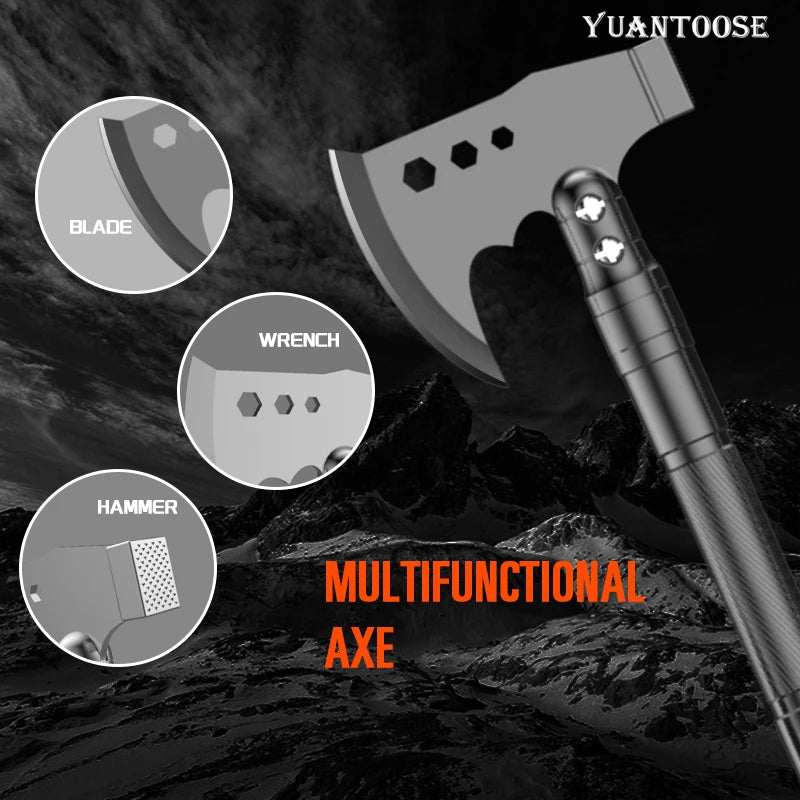 The Multifunctional Backcountry Camping Tool Includes Foldable Shovel Foldable axe Survival Kit.