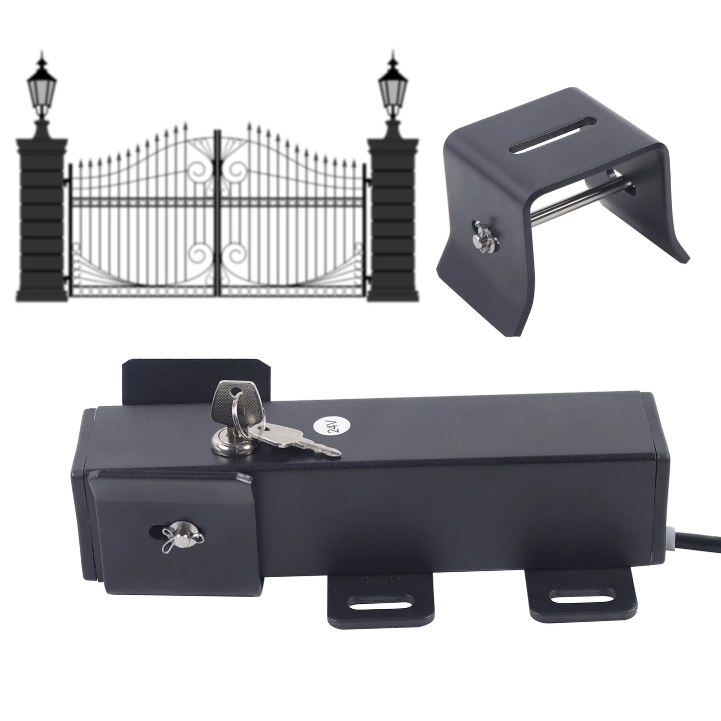 24V Electric Double &r Single Sliding Door Lock Automatic Gate Latch Locks Rotary Control By Gate Opener
