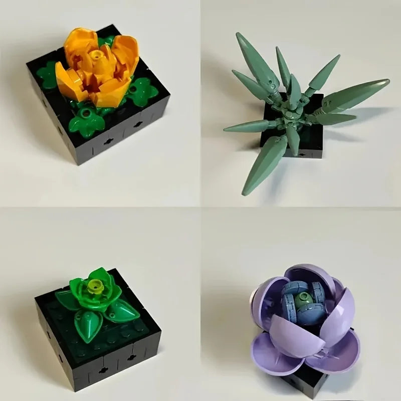 Plant-compatible succulent plant potted model ornaments children's small particle assembled building block toys