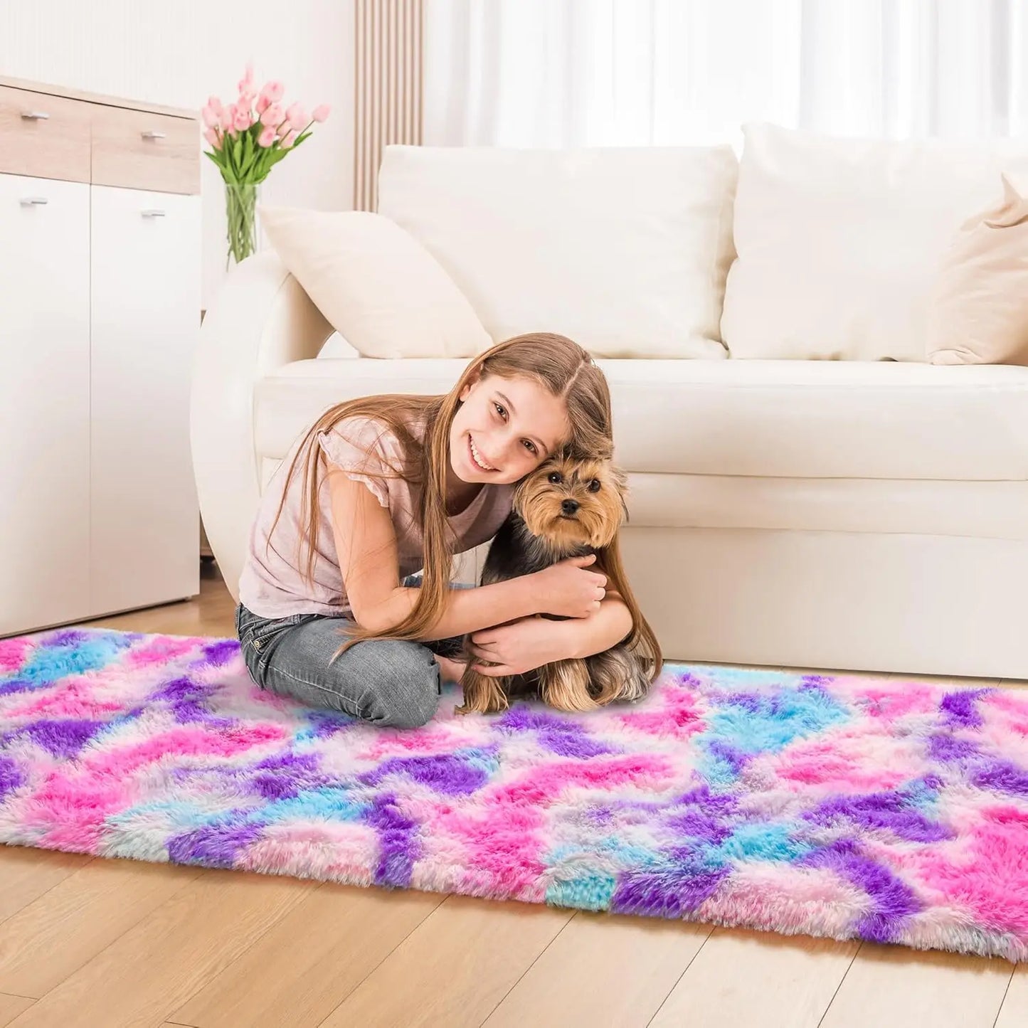 Fluffy Runner Rugs for Bedroom Living Room Soft Shag Rug 3x5 Feet, Non Slip ,Fuzzy Bedside Rug for Kids Boys Room Home Decor