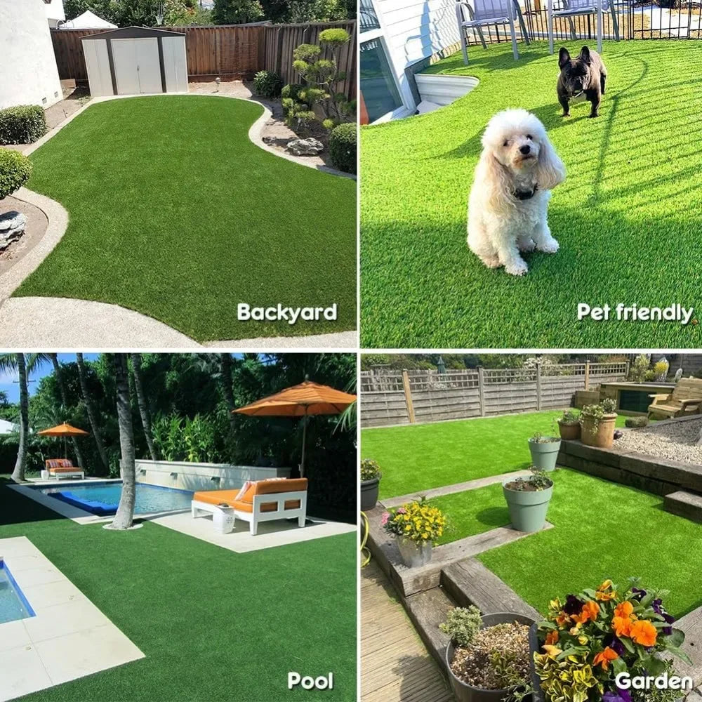 9FT x 27FT Artificial Turf 1.38inch Simulated Synthetic Fake Grass with Drainage Holes, Reusable Grass Urinal for Dogs, Backyard