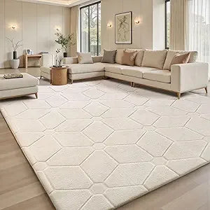 Area Rugs 9x12 Living Room, Soft Large Area Rug Fluffy Grey Rugs for Bedroom,Machine Washable Area Rug Non Slip Carpet Rug for