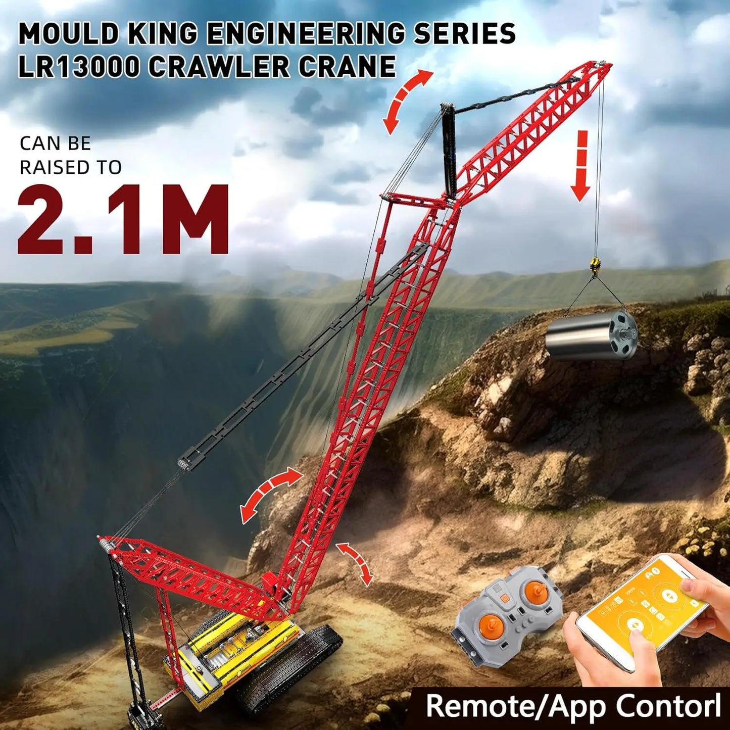 MOULD KING 17015 Technology Liebherr LR13000 Crawler Crane Building Blocks Toy Set Men's Birthday Gift