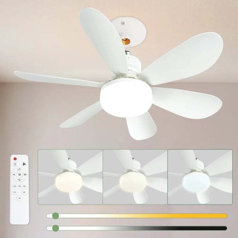 Socket Fan Light with Remote Dimmable 20.5 Inch Ceiling Fan and LED Bulb for Garage Kitchen Balcony Living Room and Laundry Room Black