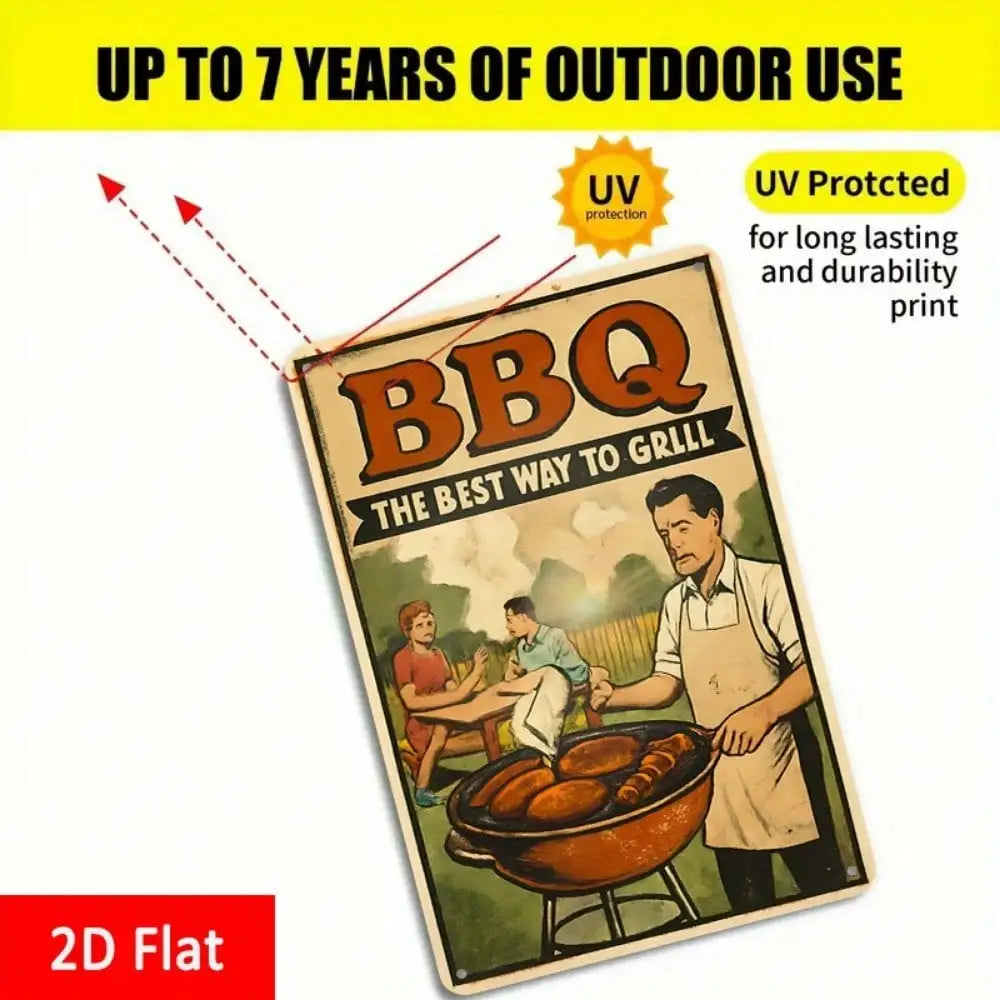 1PC Tin Sign BBQ The Best Way To Grill - Outdoor/Backyard Decor, Retro Metal Plaque, 8x12 Inches/20x30cm