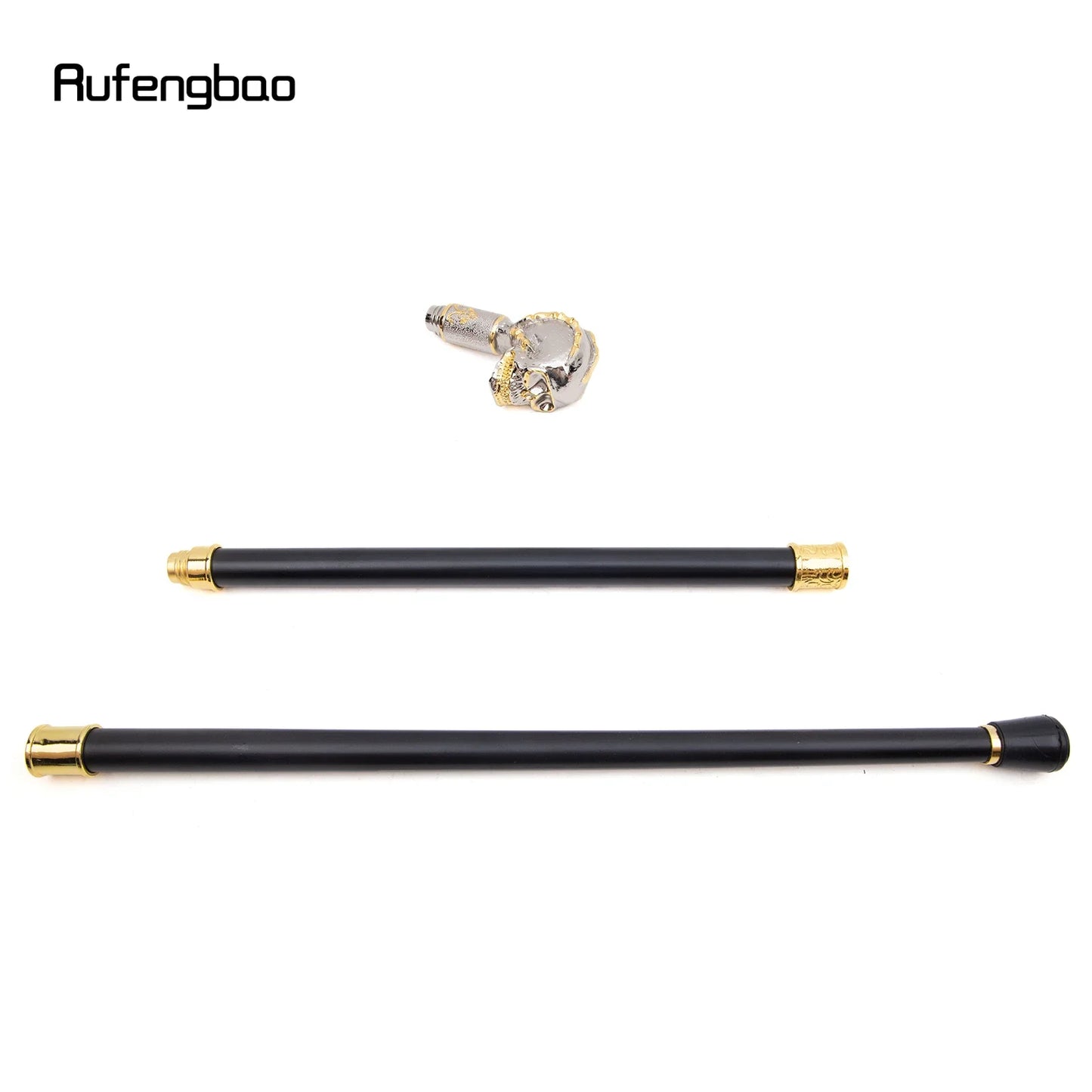 Golden White Skull Steampunk Walking Cane Crosier Knob 91cm