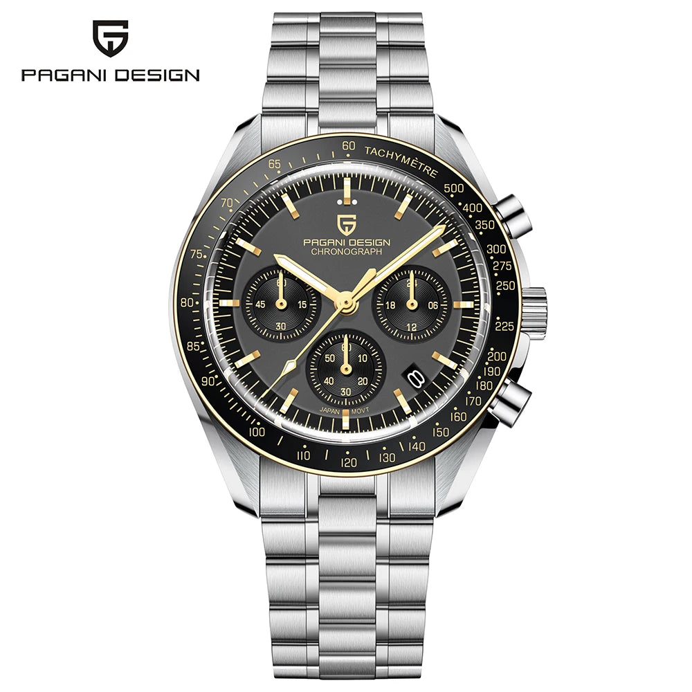 PAGANI DESIGN 2025 New Moon Watches Men Quartz Watch For Men Auto Date Speed Sport Chronograph AR Sapphire Mirror Wrist watch