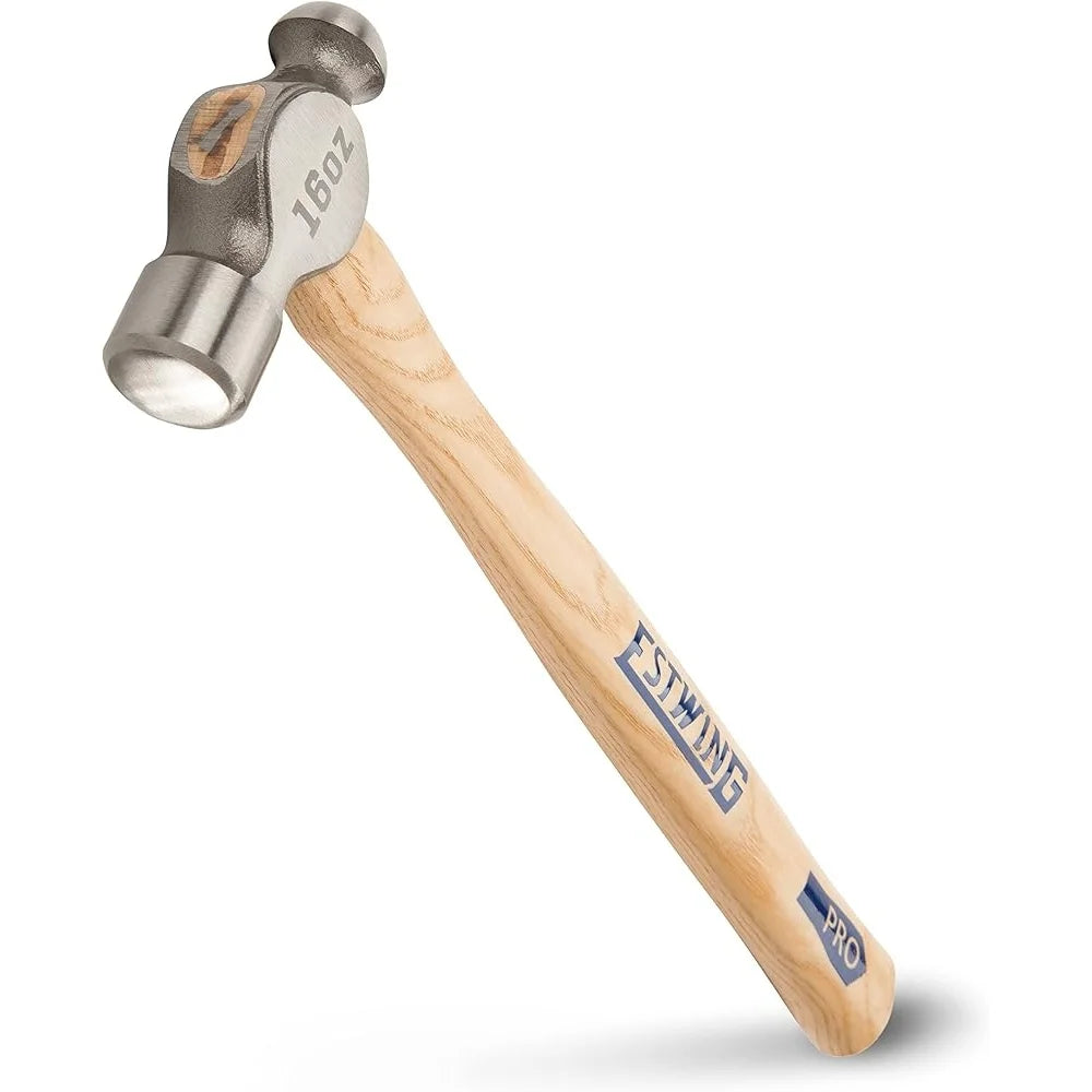 16 oz Ball Peen Hammer Forged Steel Head Durable Fiberglass Handle Metalworking Tool Mechanics Contractors DIYers