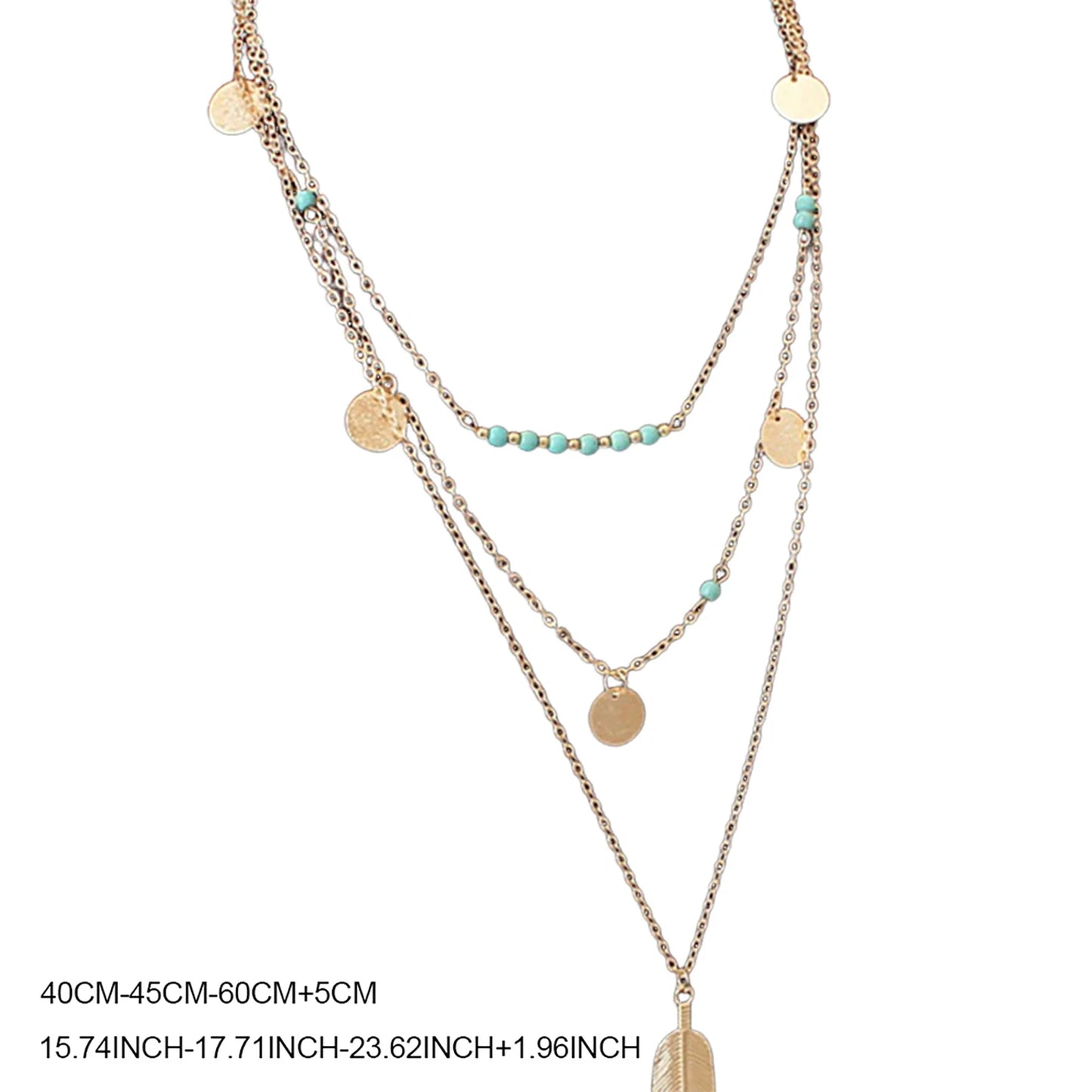 Woman Necklace with Feather Pendant Durable Alloy Skin-friendly Glossy Necklace for Banquet Wedding Dresses Skirts MIAO
