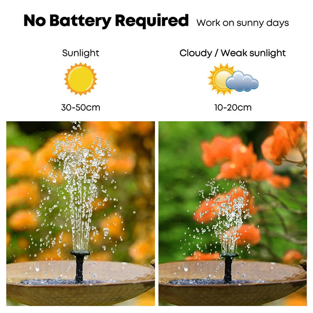 Solar Fountain with 8 Nozzles Floating Solar Fountain Free-Standing Floating Style Fountain for Outdoor Garden Pond Pool