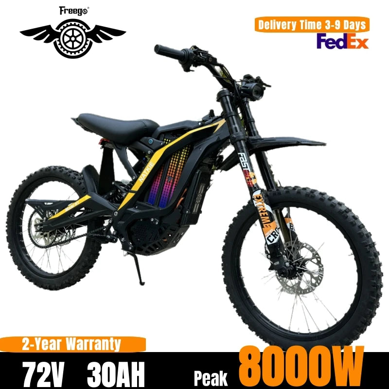Freego Ebike 8000W 72V 30AH N1 Electric Motorcycle 19Inch MTB Tires Electric Dirt Bike with LCD Display