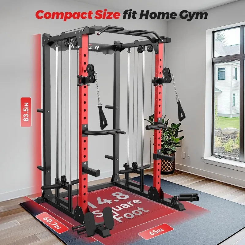 ARMAC Multi-Functional Power Rack-2000lbs Capacity All-in-One Squat Rack with Dual Pulley System for Home Gym Strength Training