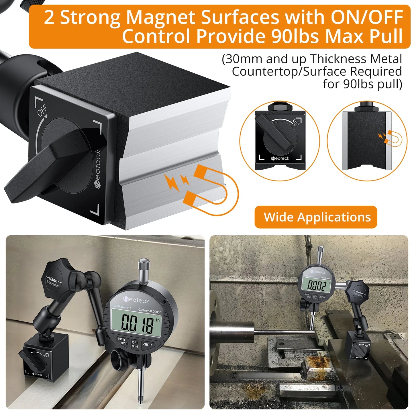 Professional 0-1" Digital Dial Gauge Magnetic Base 25.4mm Precision Machinist Measurement Tool