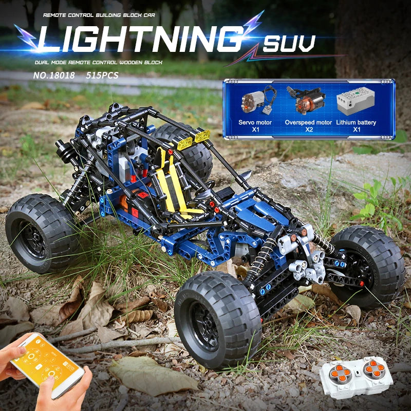 MOULD KING 18018 Technical Blue Lightning Buggy Remote Controlled Building Blocks Toy Set Birthday Gift