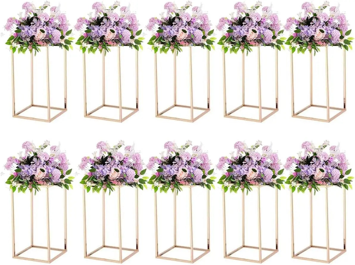 10pcs Gold Wedding Table Centerpiece Gold Centerpiece Metal Flower Vase for Birthday Party Event Home Decor(15.7inch)