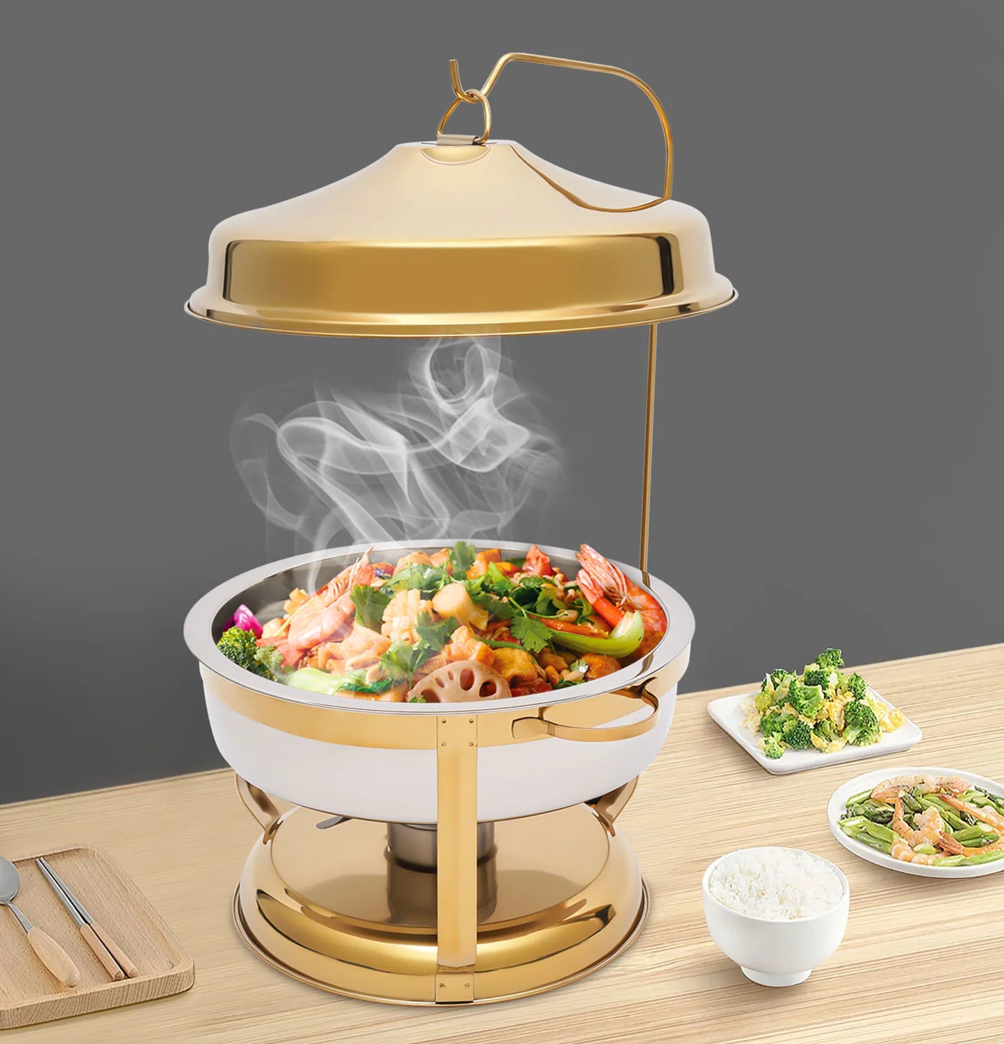 Bymaocar 9L Chafing Dish Buffet Set Stainless Steel with Top Lid Buffet Servers and Warmers for party restaurants,hotels,schools