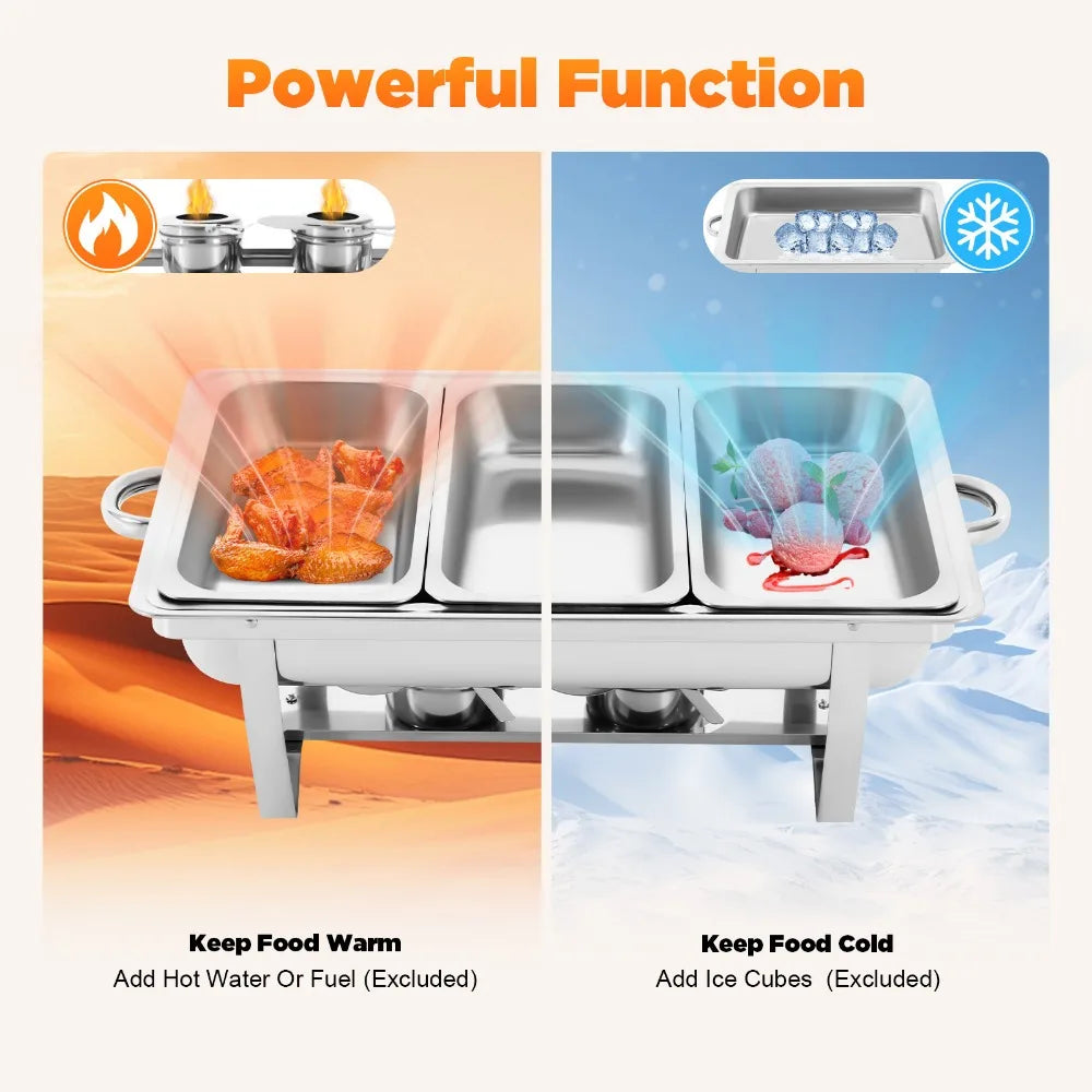 Chafing Dish Buffet Set 9L Food Warmer Set with Lid and Fuel Container Stainless Steel Buffet Server for Buffets Catering Party