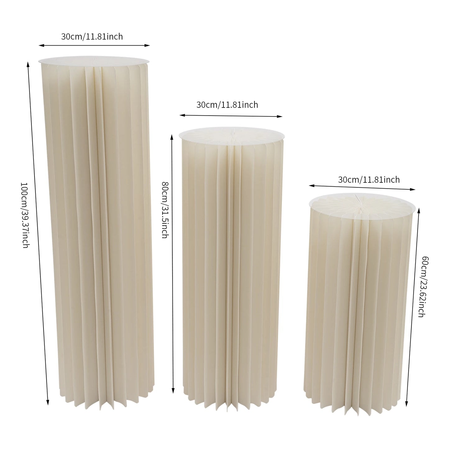 3Pcs Foldable Cardboard Centerpiece Display, Cylinder Flowers Stand, Columns Display for Wedding Party Garden Decoration